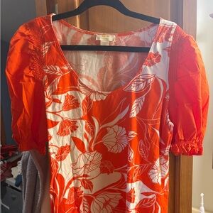 Maeve Orange Floral Puff Sleeve Top
